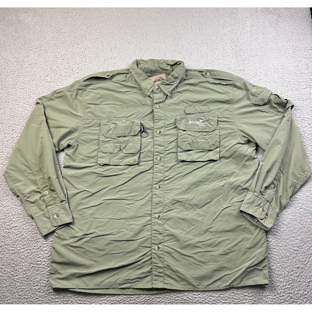 NATURAL GEAR Shirt Men Green Intracoastal Vented Long Sleeve Fishing Size XL